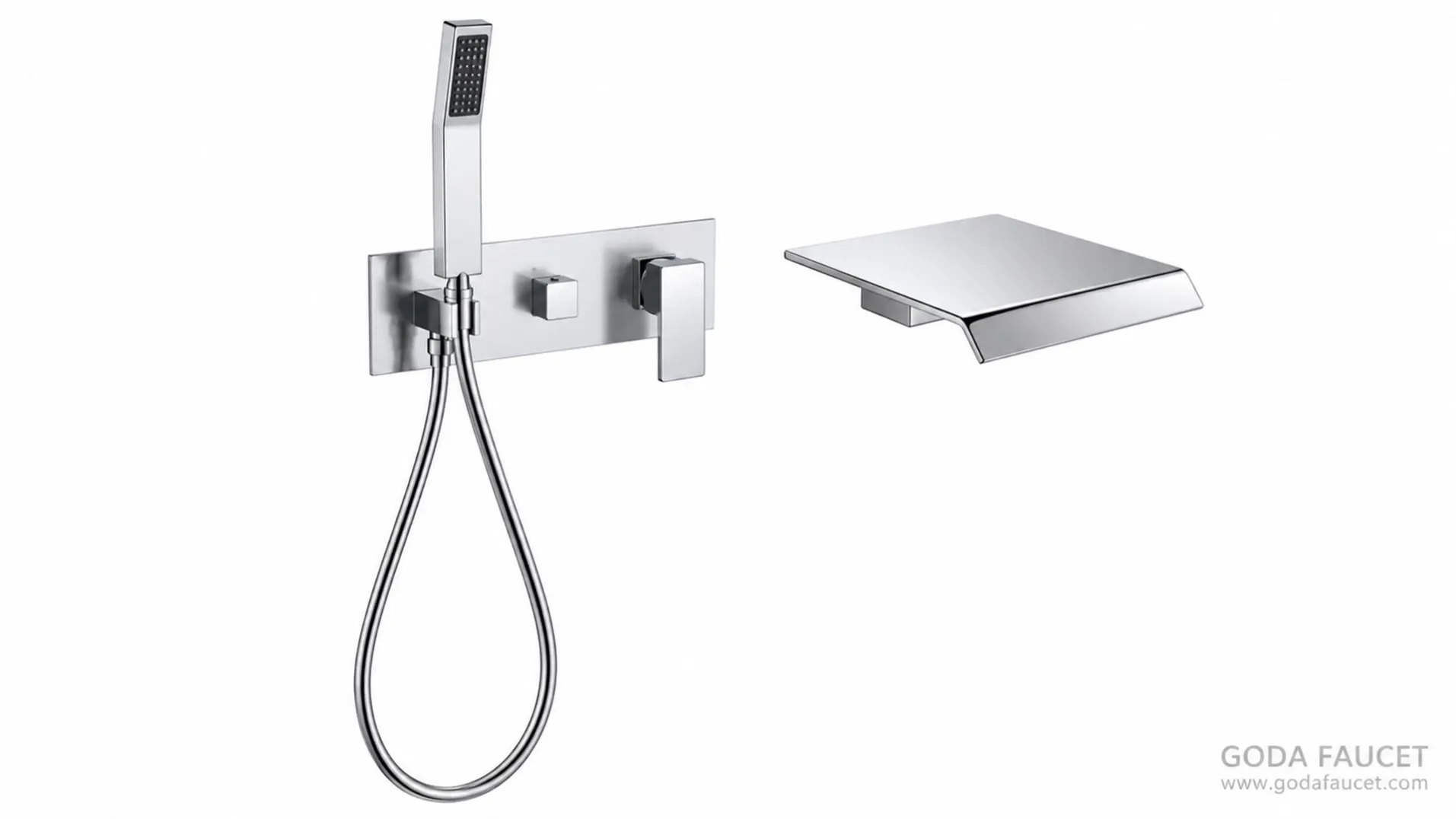 GD-31001 chrome waterfall-style bathtub faucet set AI finish visualization