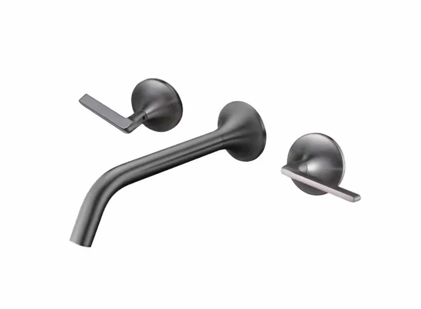 cross handle wall faucet gunmetal gray