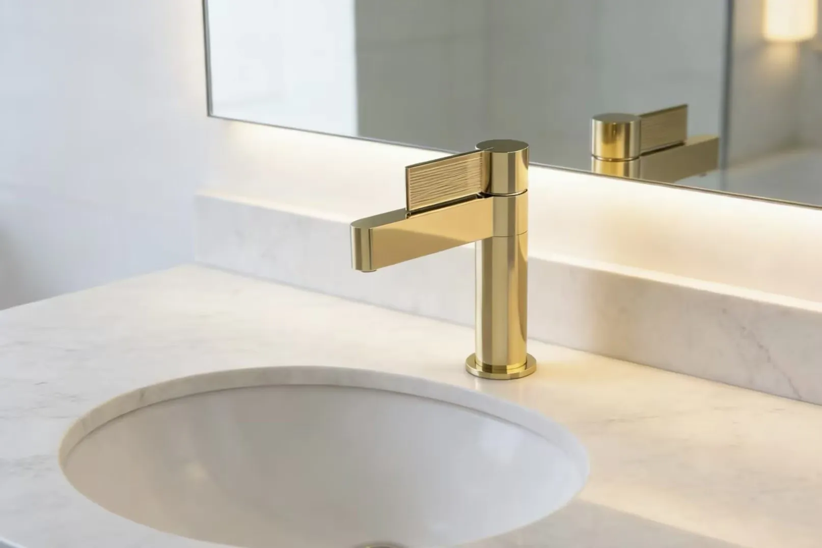 square vessel faucet gold lifestyle