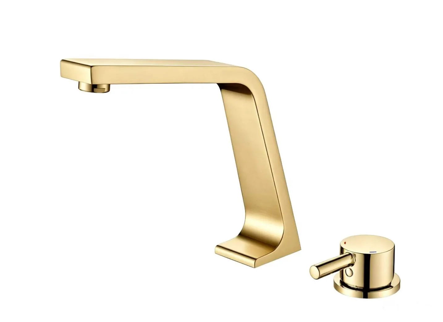 angular basin mixer brushed gold