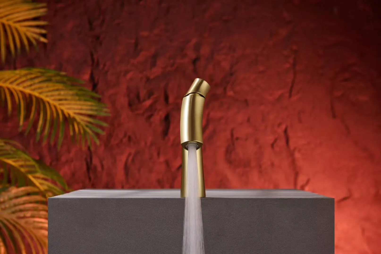 pull out basin faucet gold side view
