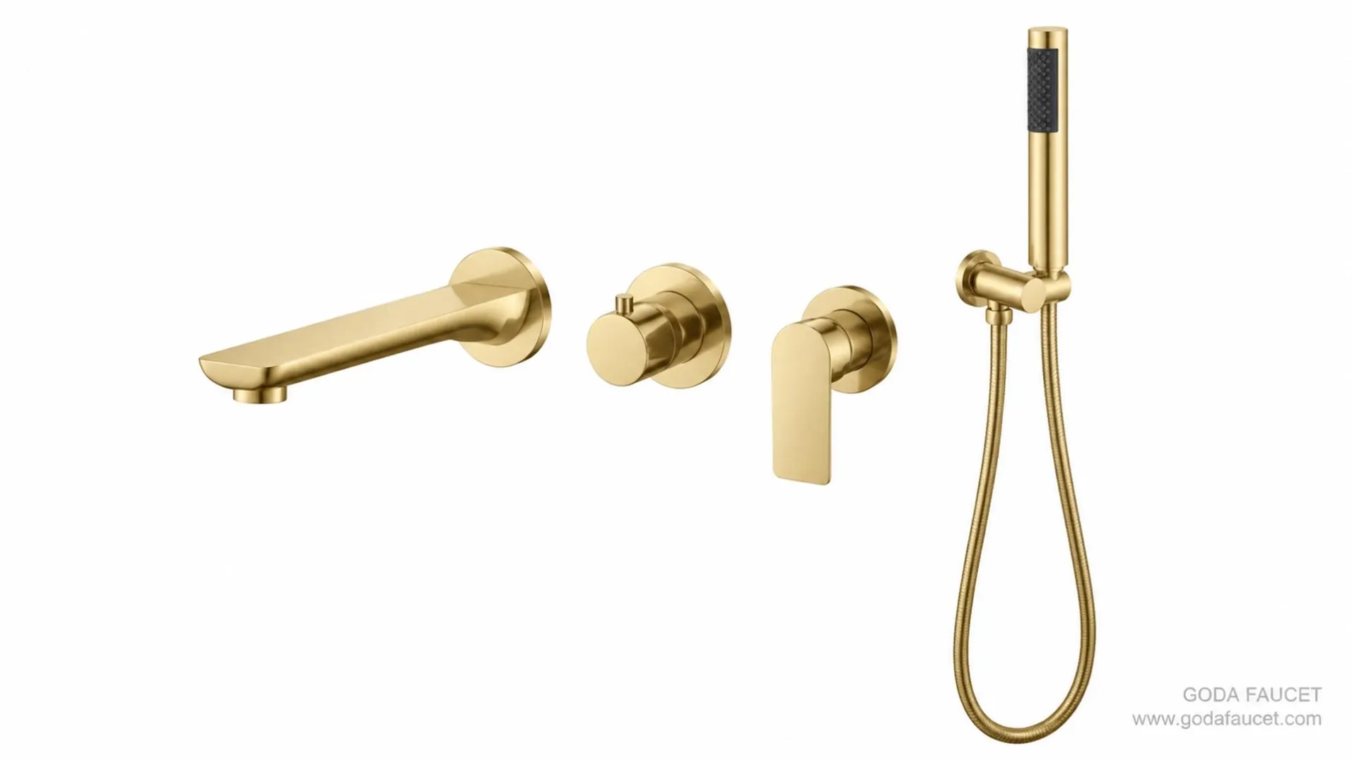 GD-31002 brushed gold concealed bathtub faucet complete set AI finish visualization