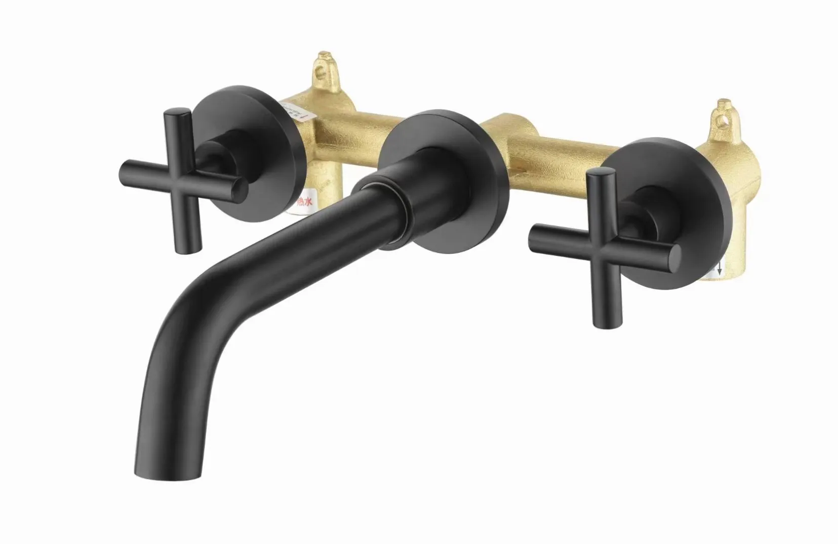 cross handle wall mixer matte black