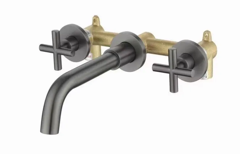 cross handle wall mixer gunmetal gray
