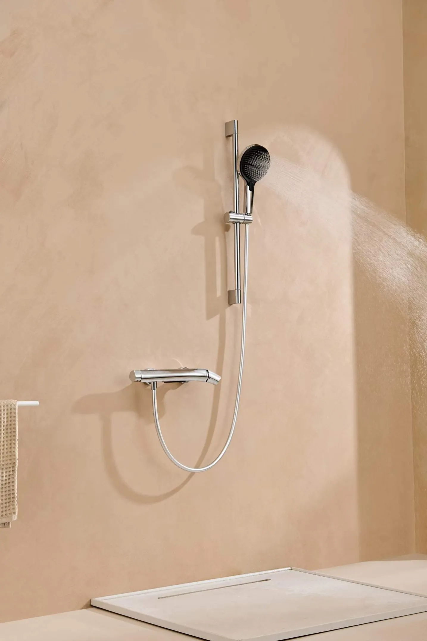 chrome hand shower rail full view