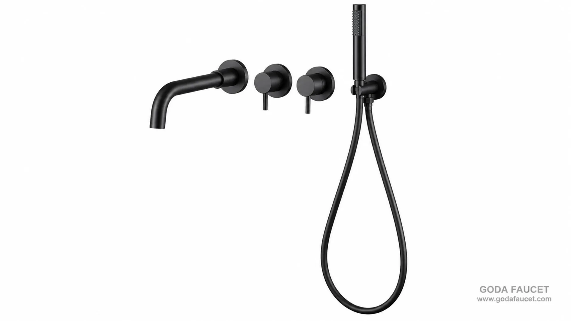 GD-31006 black concealed bathtub faucet complete set AI finish visualization
