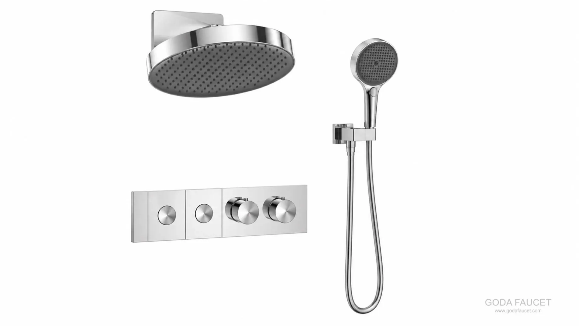 GD-11029 chrome dual push-button thermostatic concealed shower system