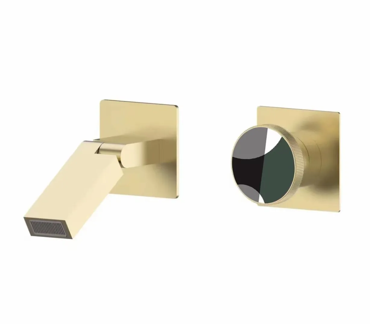 geometric wall spout brushed gold
