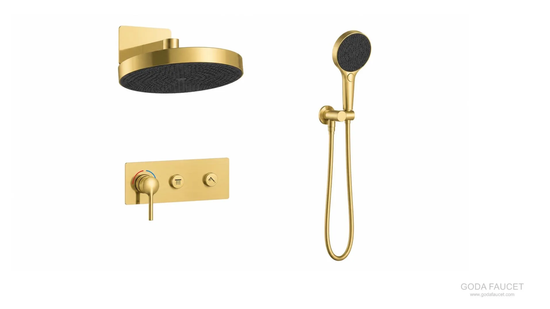 GD-11034 brushed gold manual hot and cold concealed shower with two push buttons