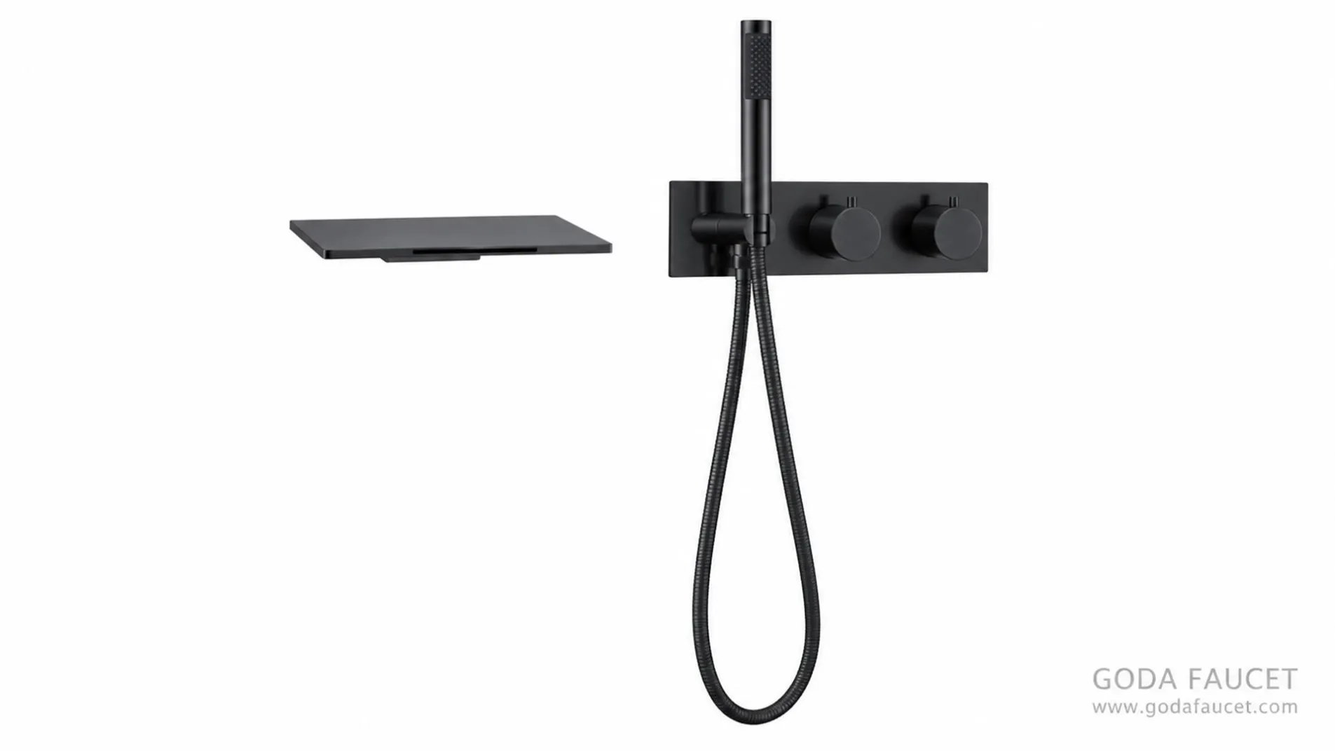 GD-31005 black concealed bathtub faucet complete set AI finish visualization