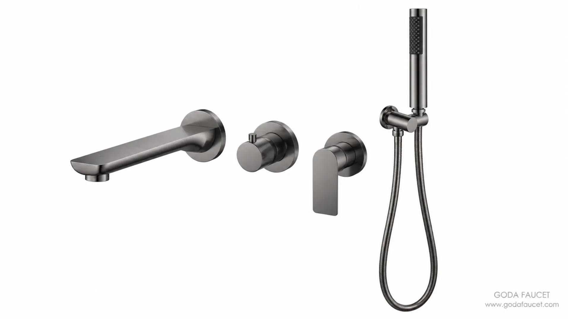 GD-31002 gun-gray concealed bathtub faucet complete set AI finish visualization