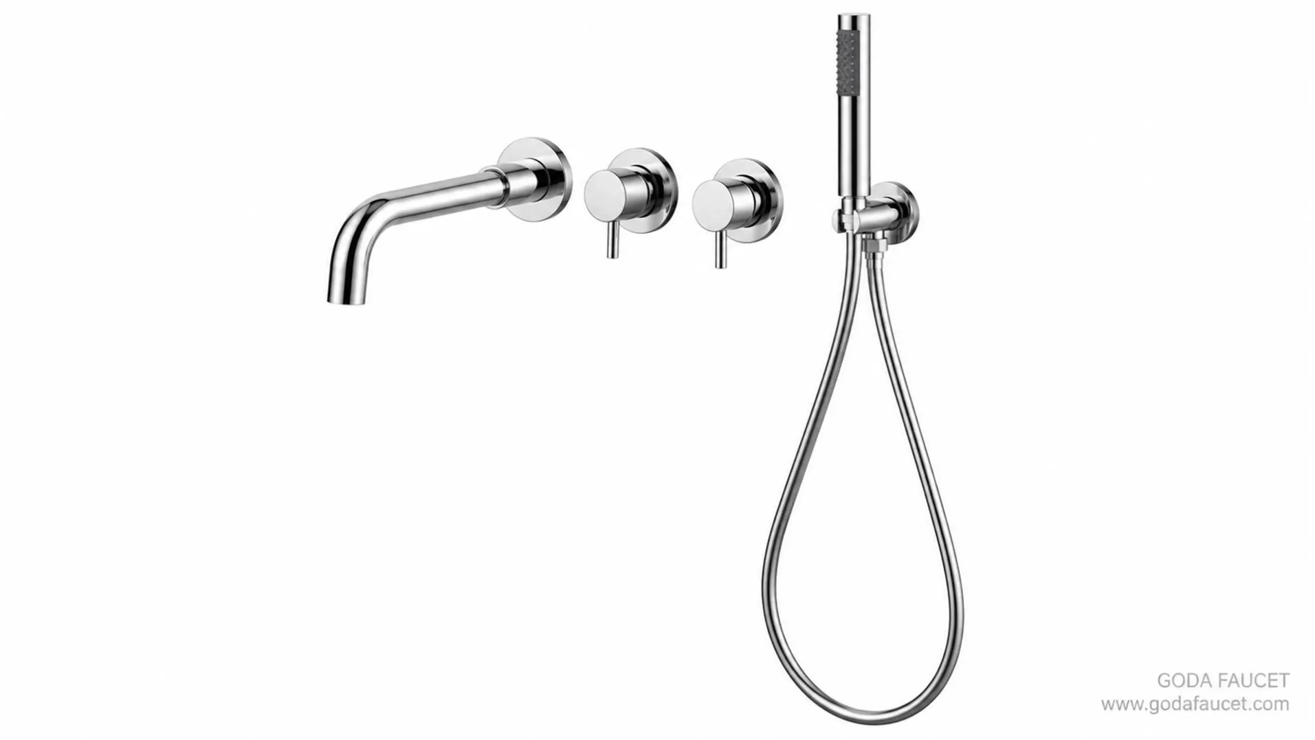 GD-31006 chrome bathtub faucet with independent outlet controls AI finish visualization