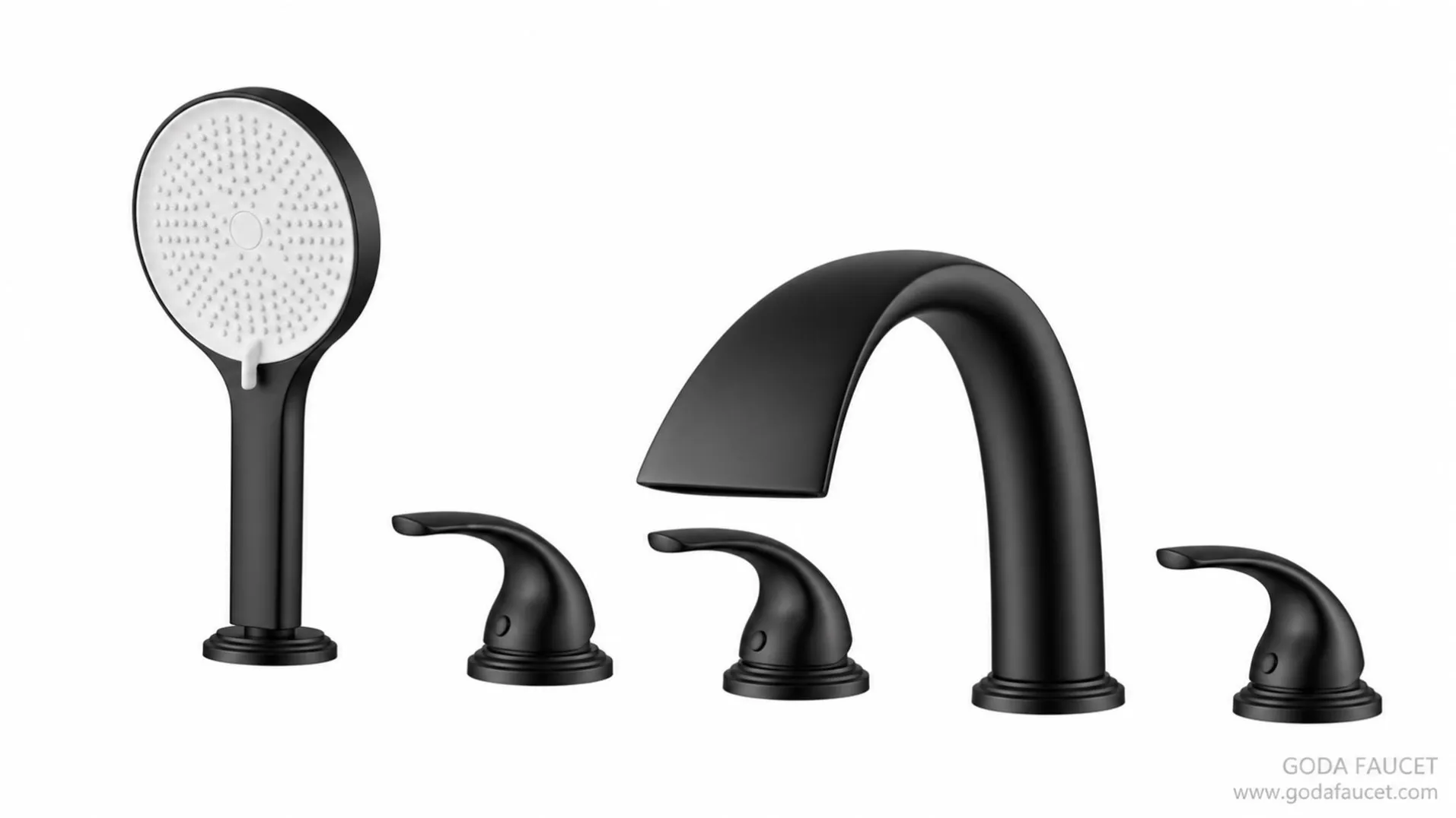 GD-33008 Black finish visualization, complete five-piece bathtub faucet with white shower face
