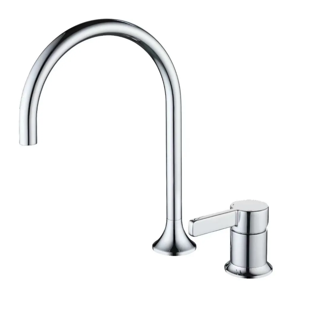 Chrome high-spout two-hole bathroom faucet