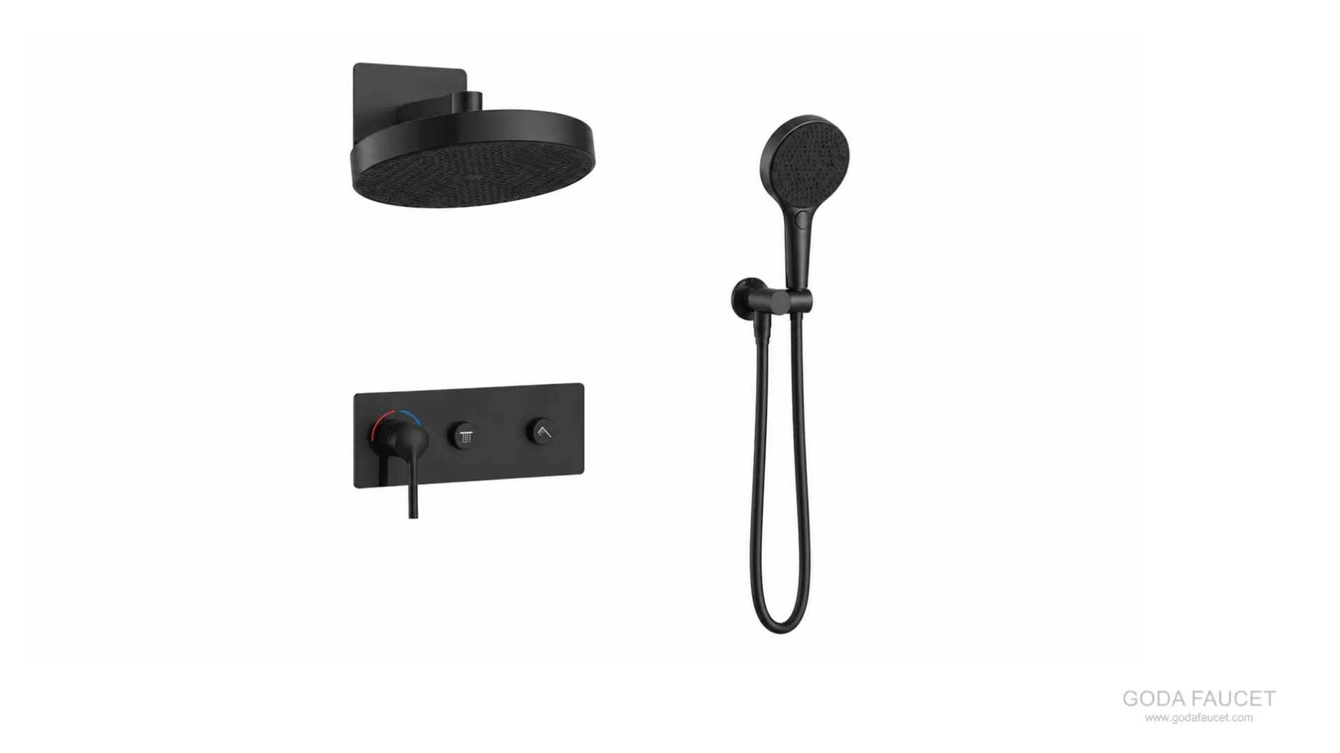 GD-11034 black manual hot and cold concealed shower with two push buttons
