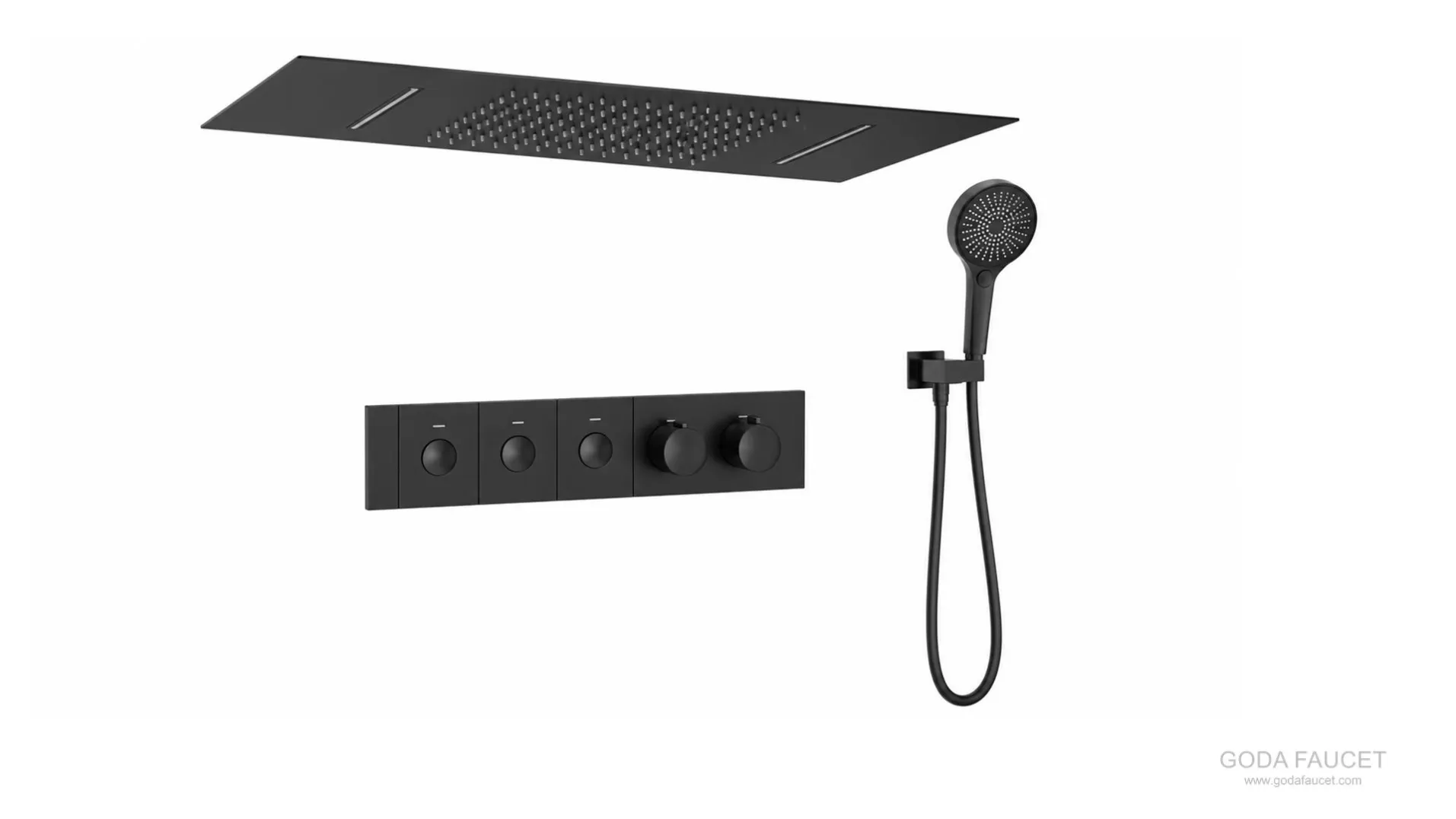 GD-11032 black rectangular ceiling thermostatic concealed shower system