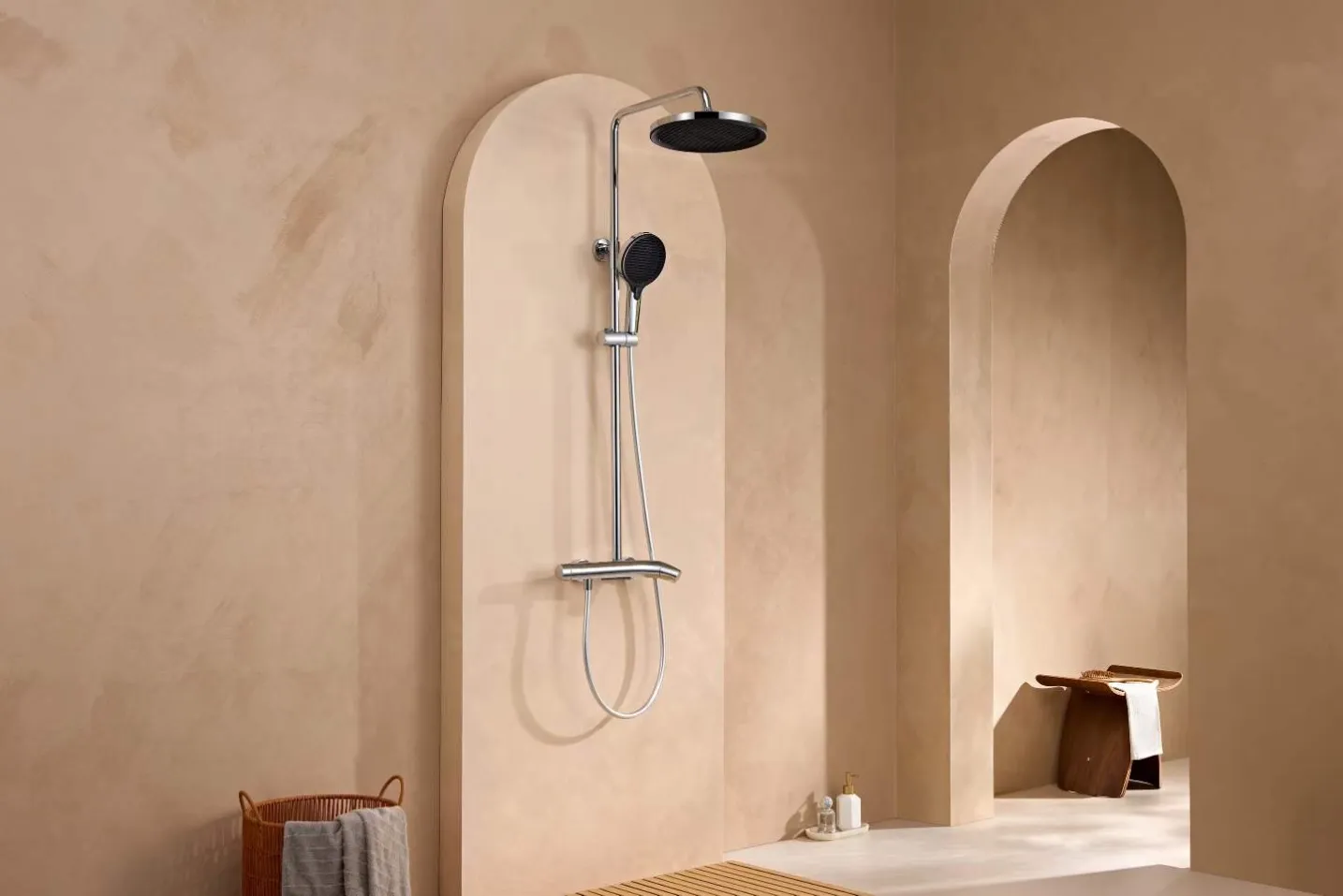 chrome shower system bathroom lifestyle