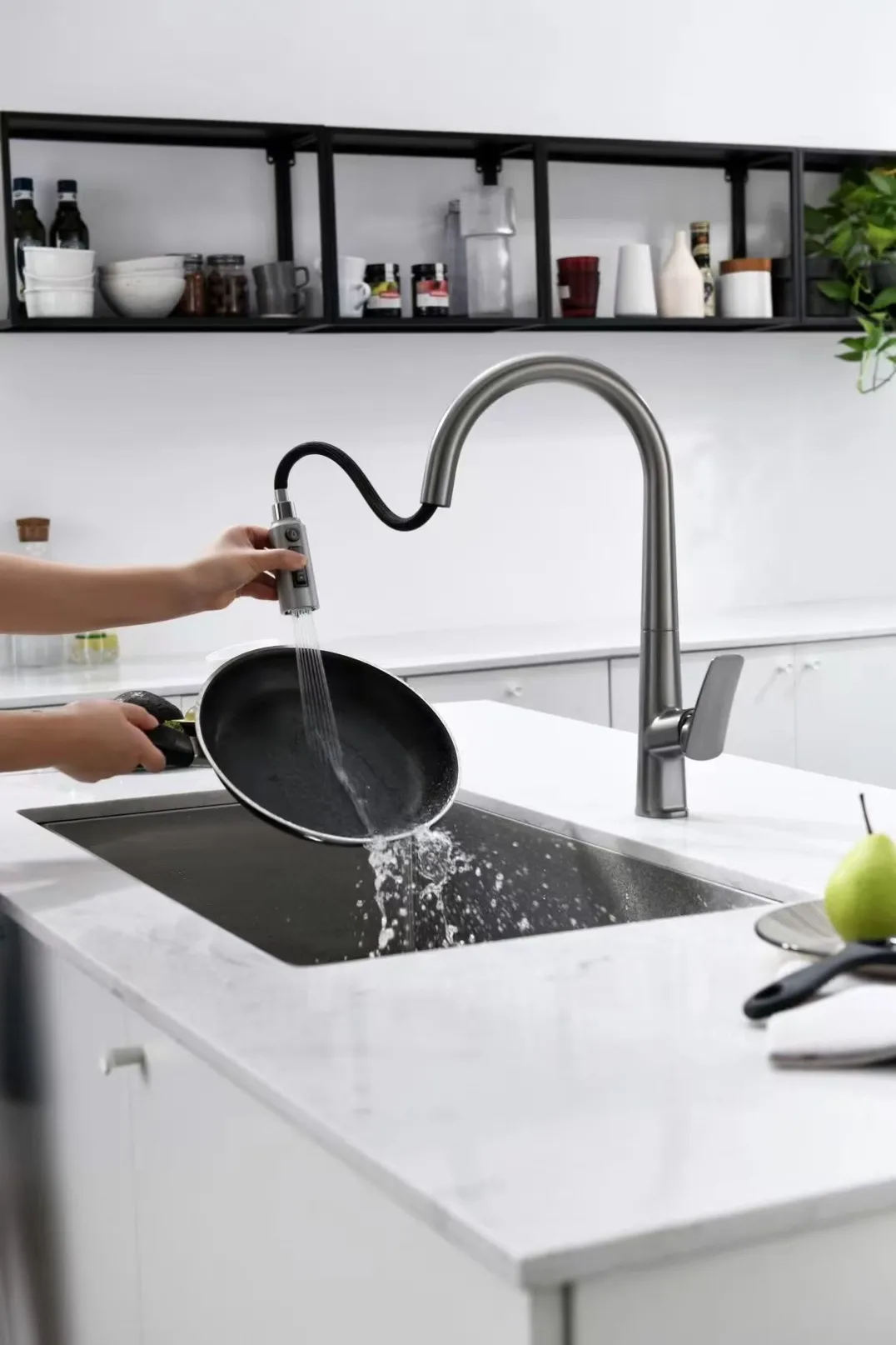 Wholesale pull-down kitchen faucet collection in multiple finishes