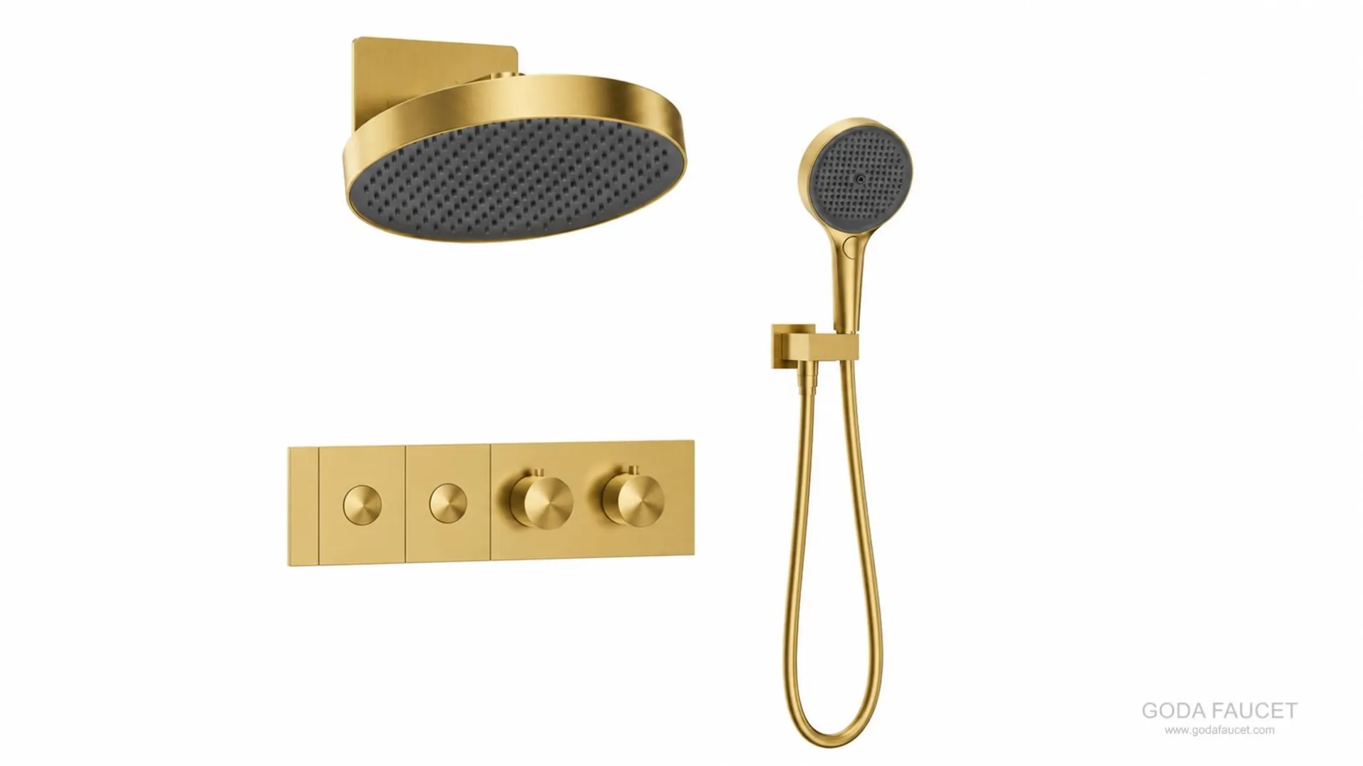 GD-11029 brushed gold dual push-button thermostatic concealed shower system