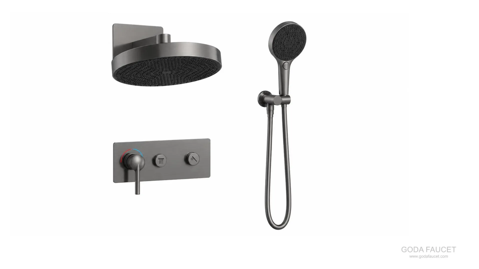 GD-11034 gun gray manual hot and cold concealed shower with two push buttons