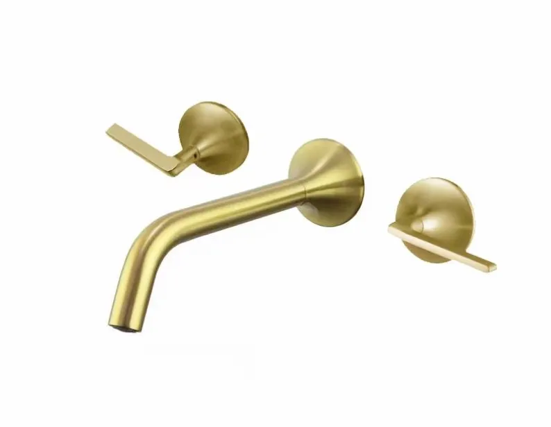 cross handle wall faucet brushed gold