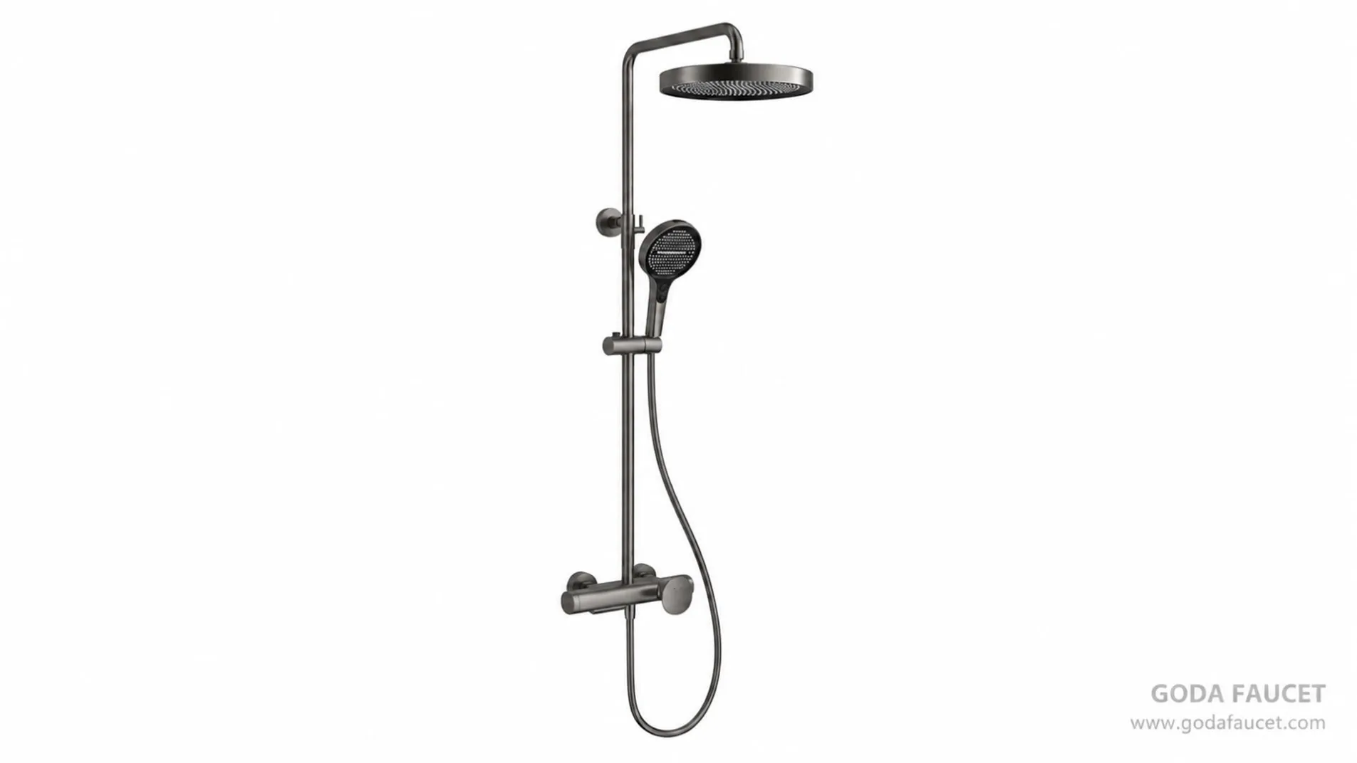 GD-81011 Gun Gray exposed brass shower system finish visualization