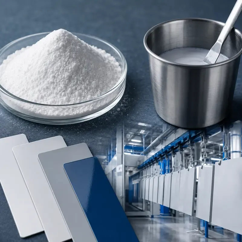 Silica powder, coating drawdown panels and industrial paint formulation equipment
