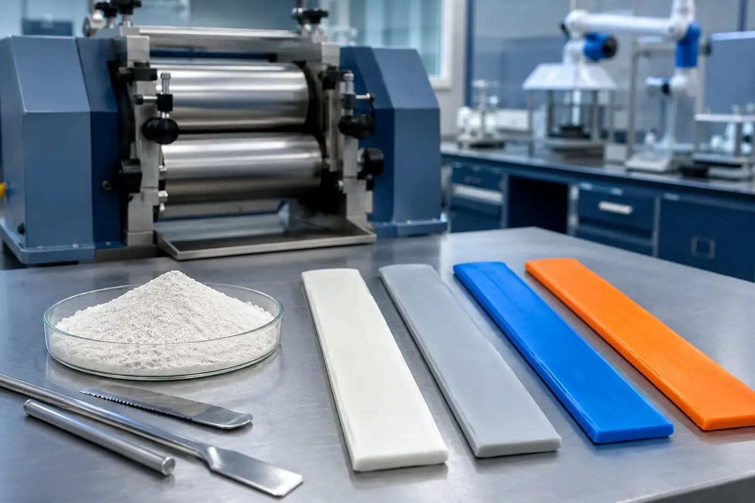 Controlled silicone rubber compounding trials with calcined cristobalite powder