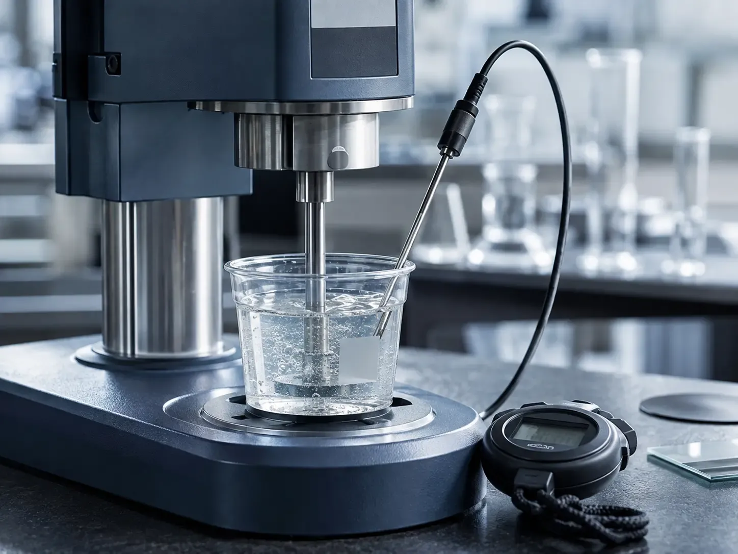 Resin filler viscosity and temperature measurement in a laboratory