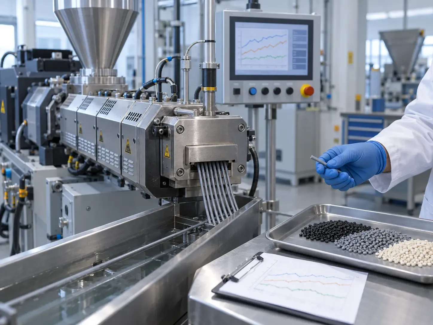 Polymer masterbatch melt mixing and process monitoring