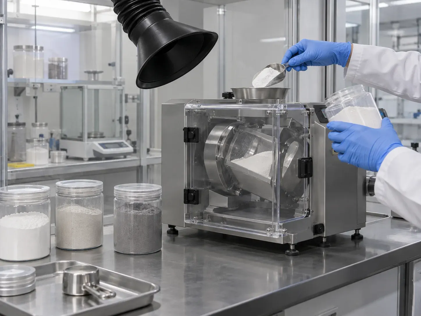Controlled blending of cristobalite into a technical ceramic powder batch