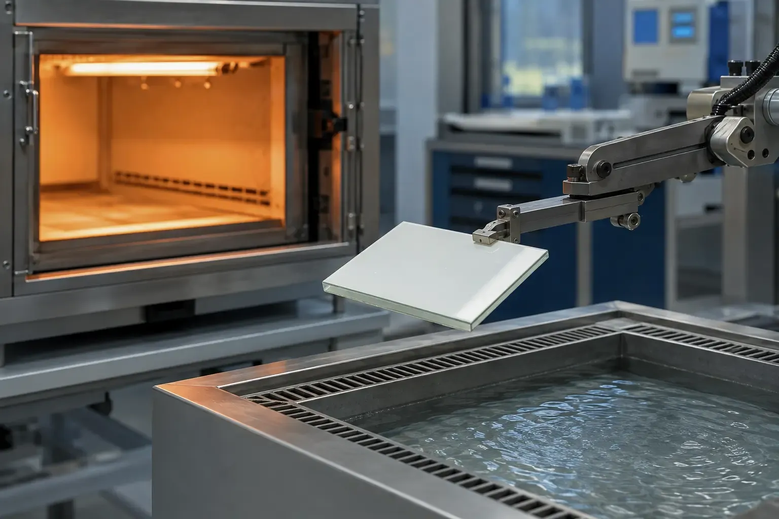 Enamel coated glass coupon prepared for controlled thermal cycling evaluation