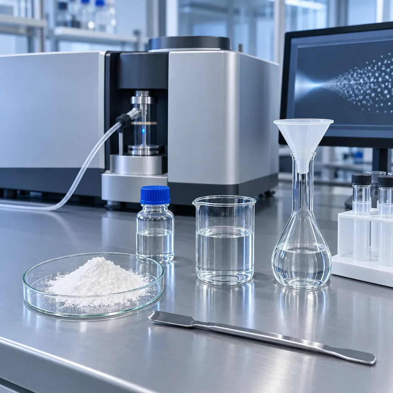 Particle size analysis sample preparation for fused silica