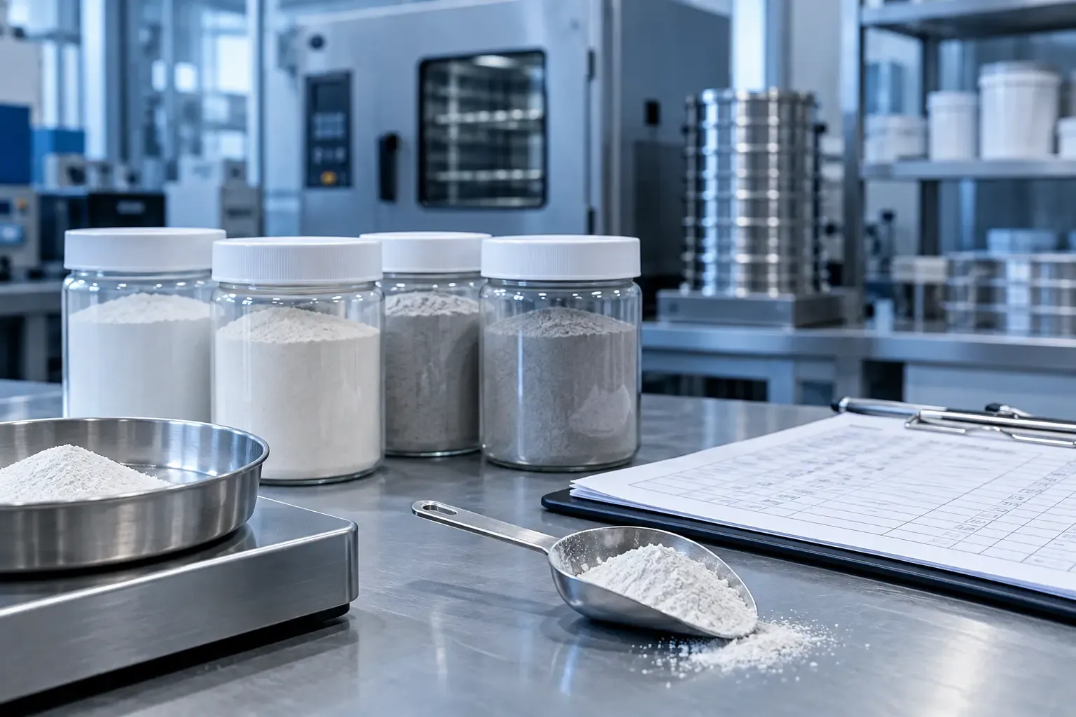 Mineral filler lot records for repeat powder-coating orders
