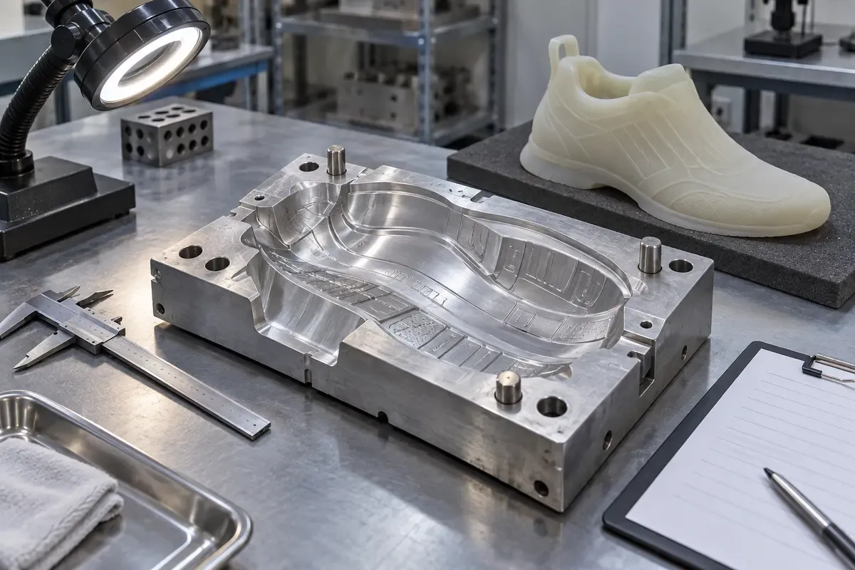 Shoe mold casting validation with dimensional and surface inspection records
