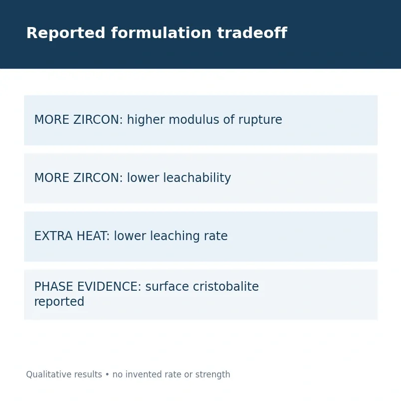 Reported formulation tradeoff; Qualitative results • no invented rate or strength