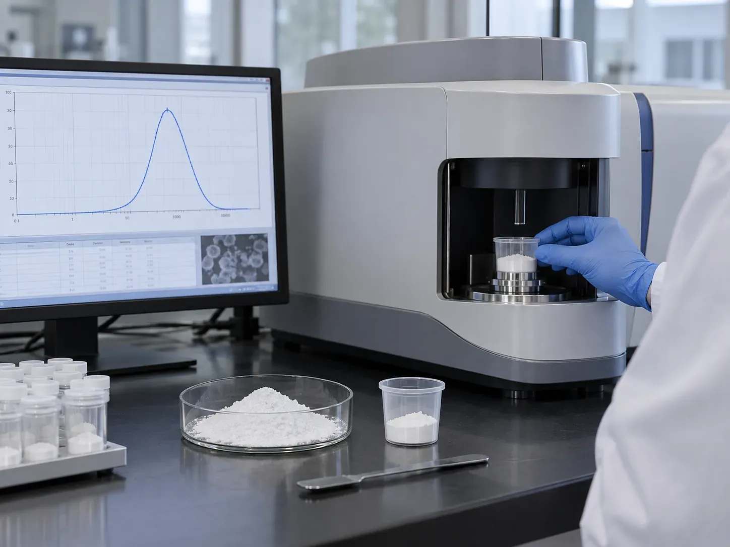 Particle-size distribution quality-control test for M4000 calcined cristobalite powder