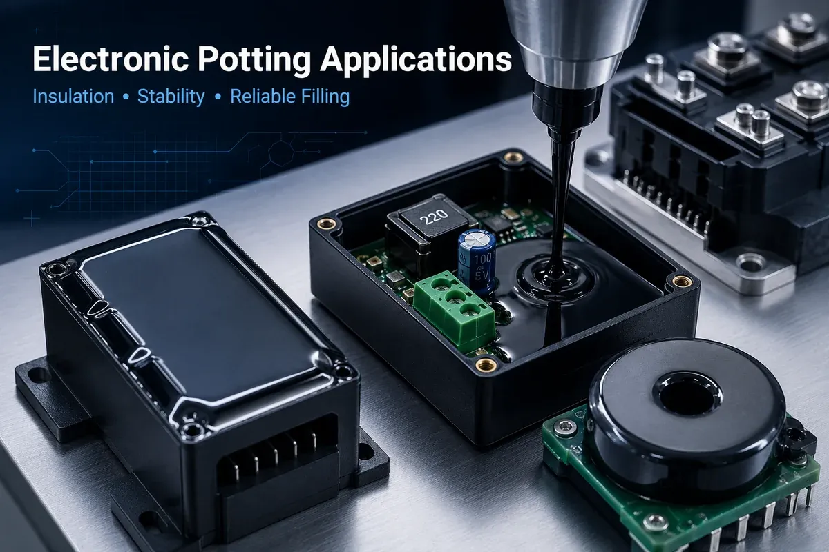 Electronic components encapsulated with silica-filled potting compound