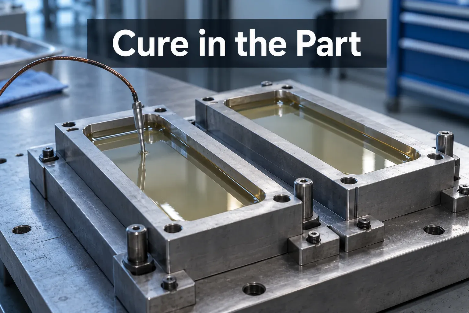 Cure in the Part Epoxy test molds with an unlabelled temperature sensor