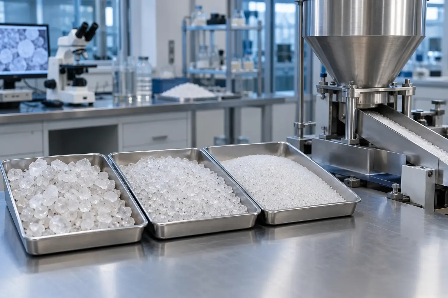 Quartz sand particle-size fractions prepared for quartz glass feed evaluation