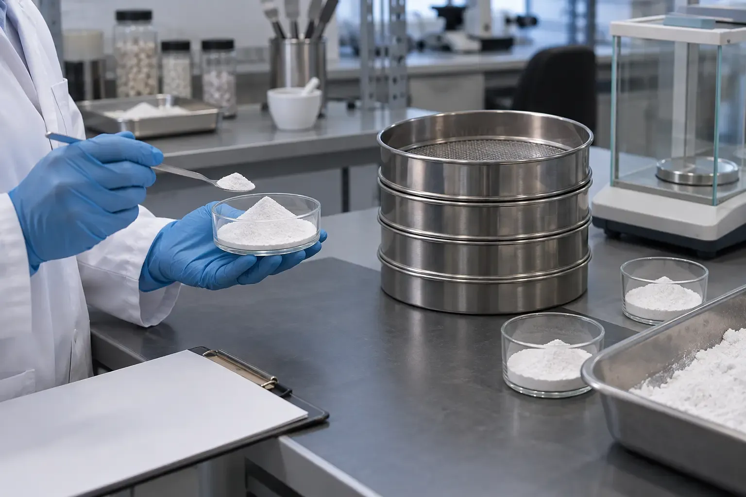 Fused silica gunning mix quality control review for particle size and moisture