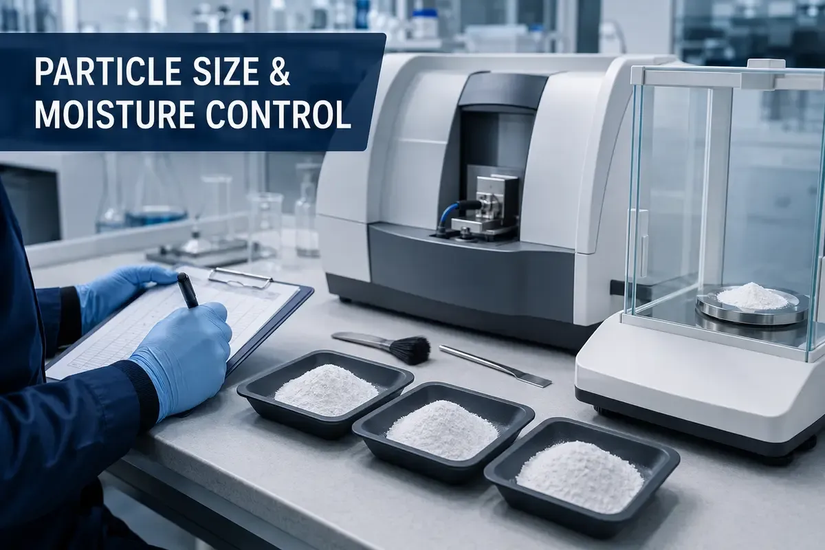Ultrafine crystalline silica powder particle size and moisture control for welding electrode coating screening