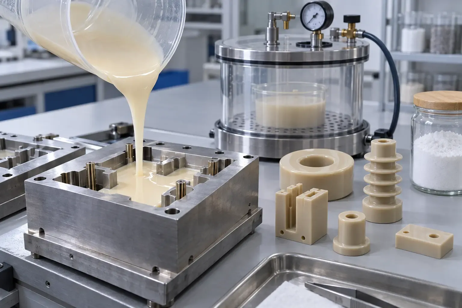 Vacuum casting trial for fused-silica-filled electrical epoxy components