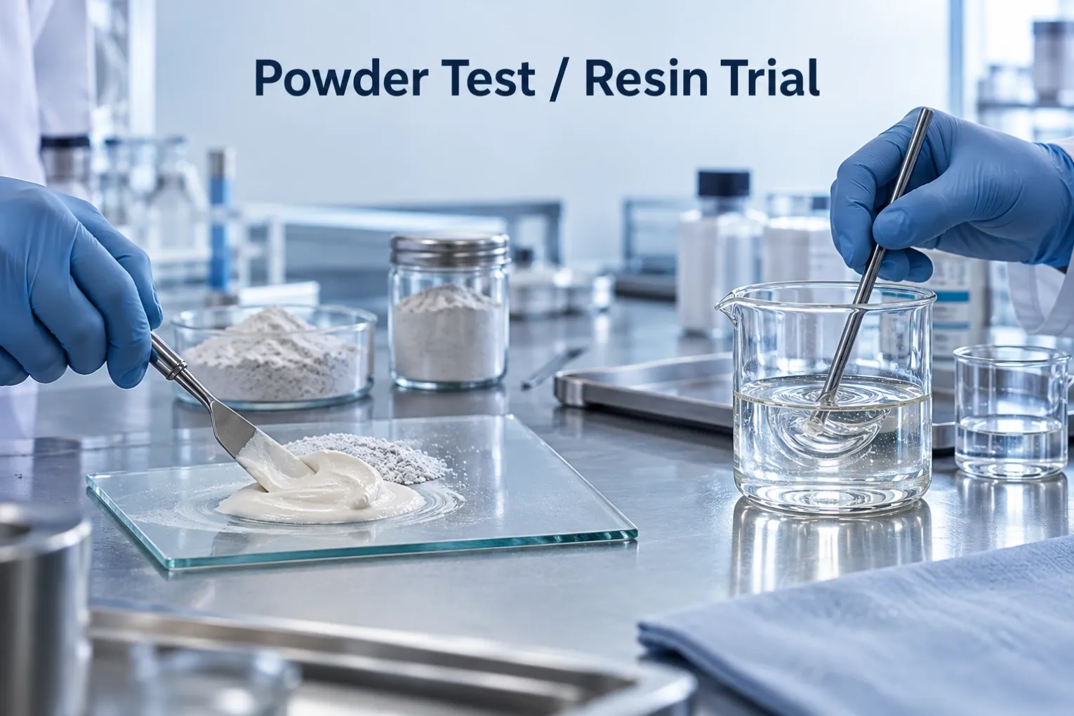 Separate powder paste preparation and resin mixing work areas