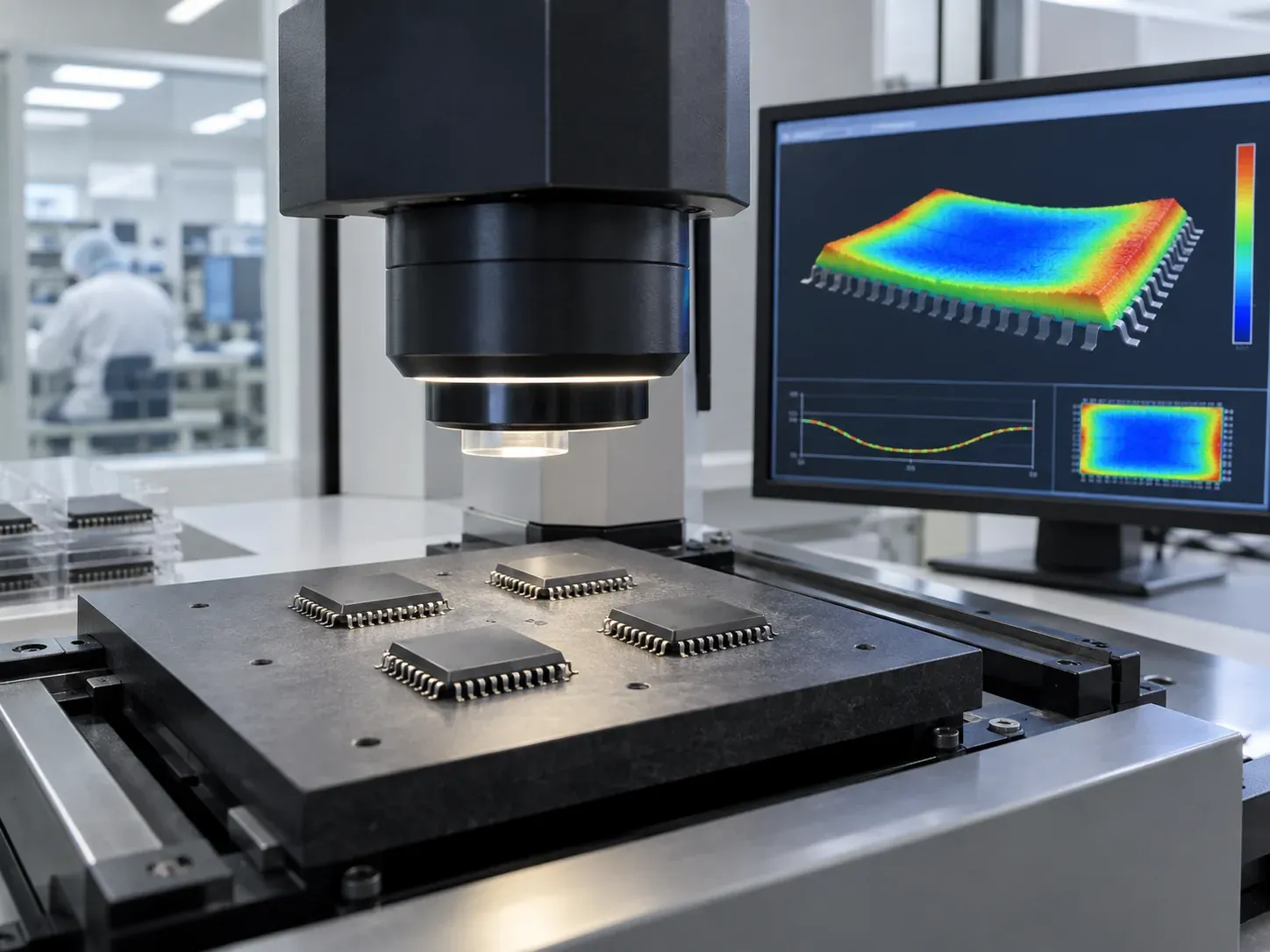 Optical warpage metrology for semiconductor packages molded with amorphous fused silica EMC