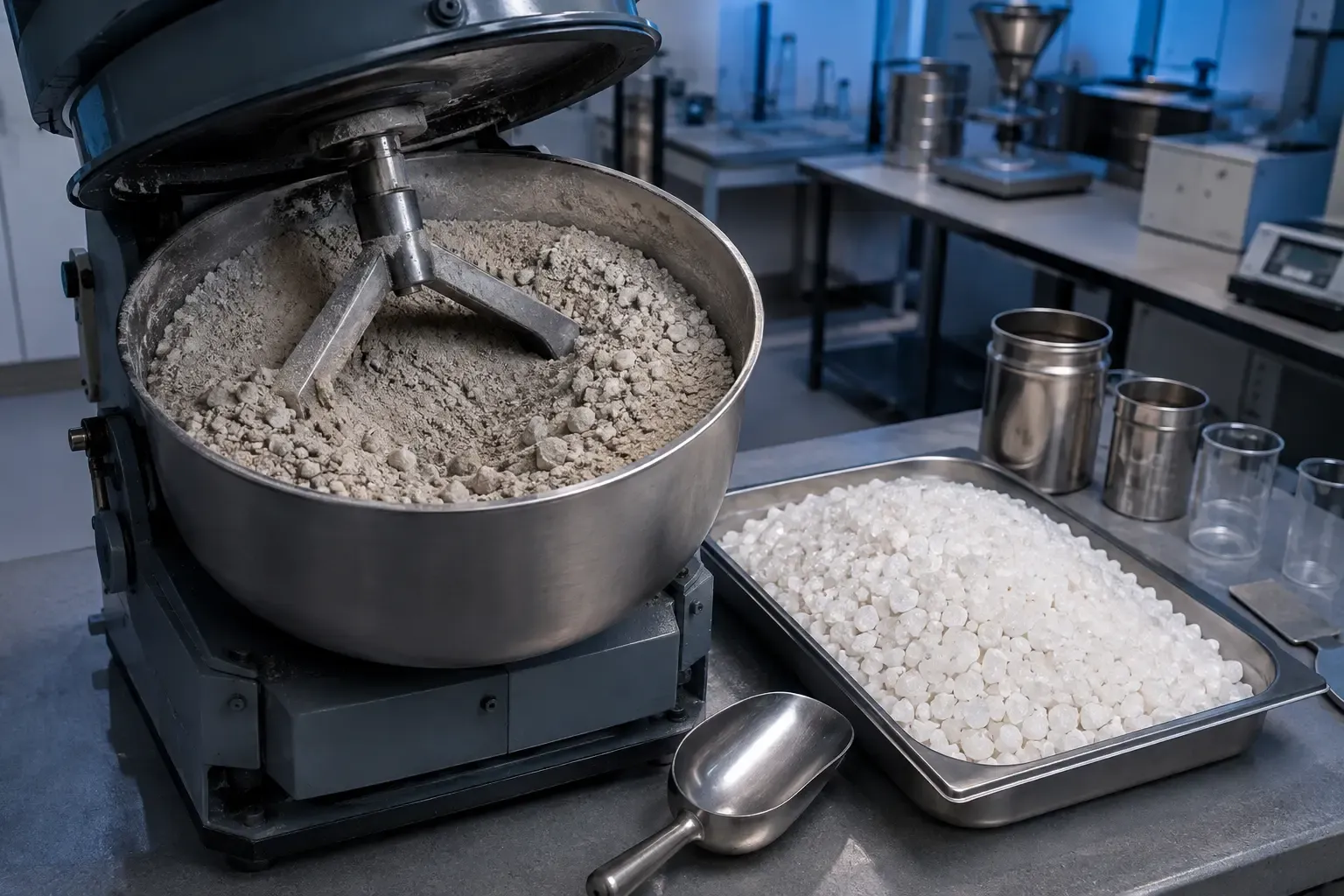 Fused silica powder and refractory castable dry mixing evaluation