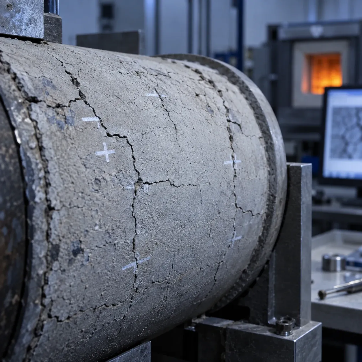 thermal cycling and adhesion inspection for cristobalite refractory insulation coating