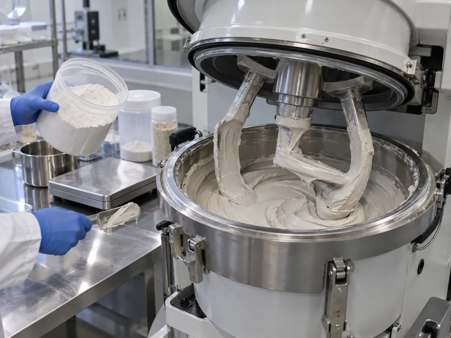 Bench mixing of fused quartz flour into a ceramic printing feedstock