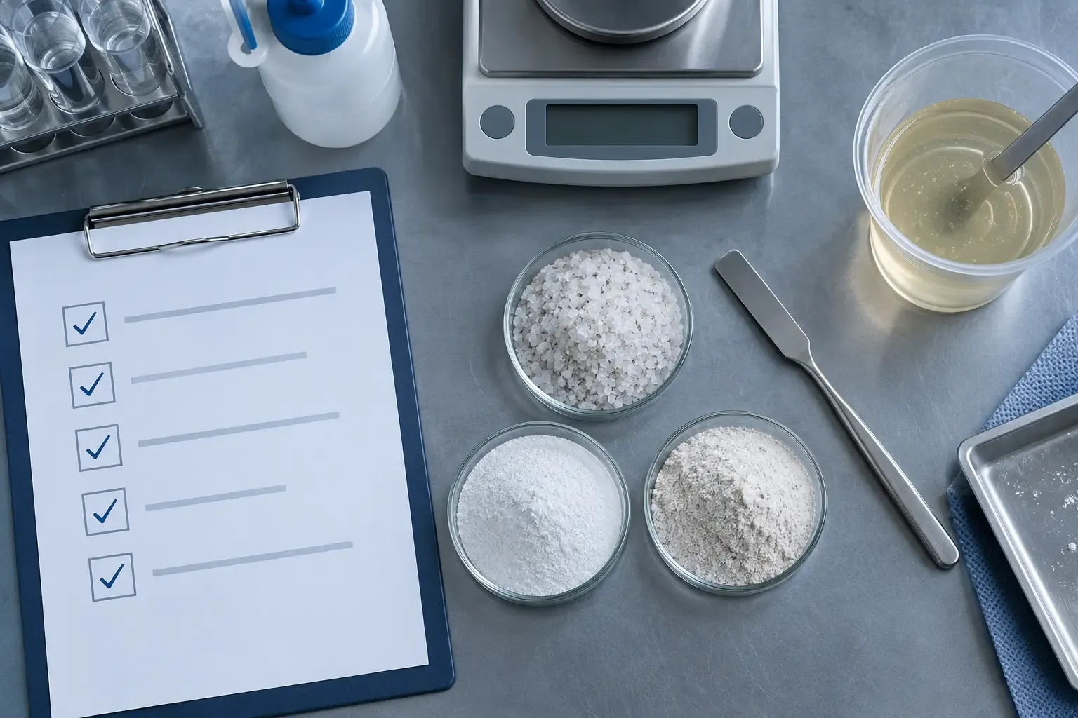 Laboratory workflow for screening quartz filler in epoxy flooring
