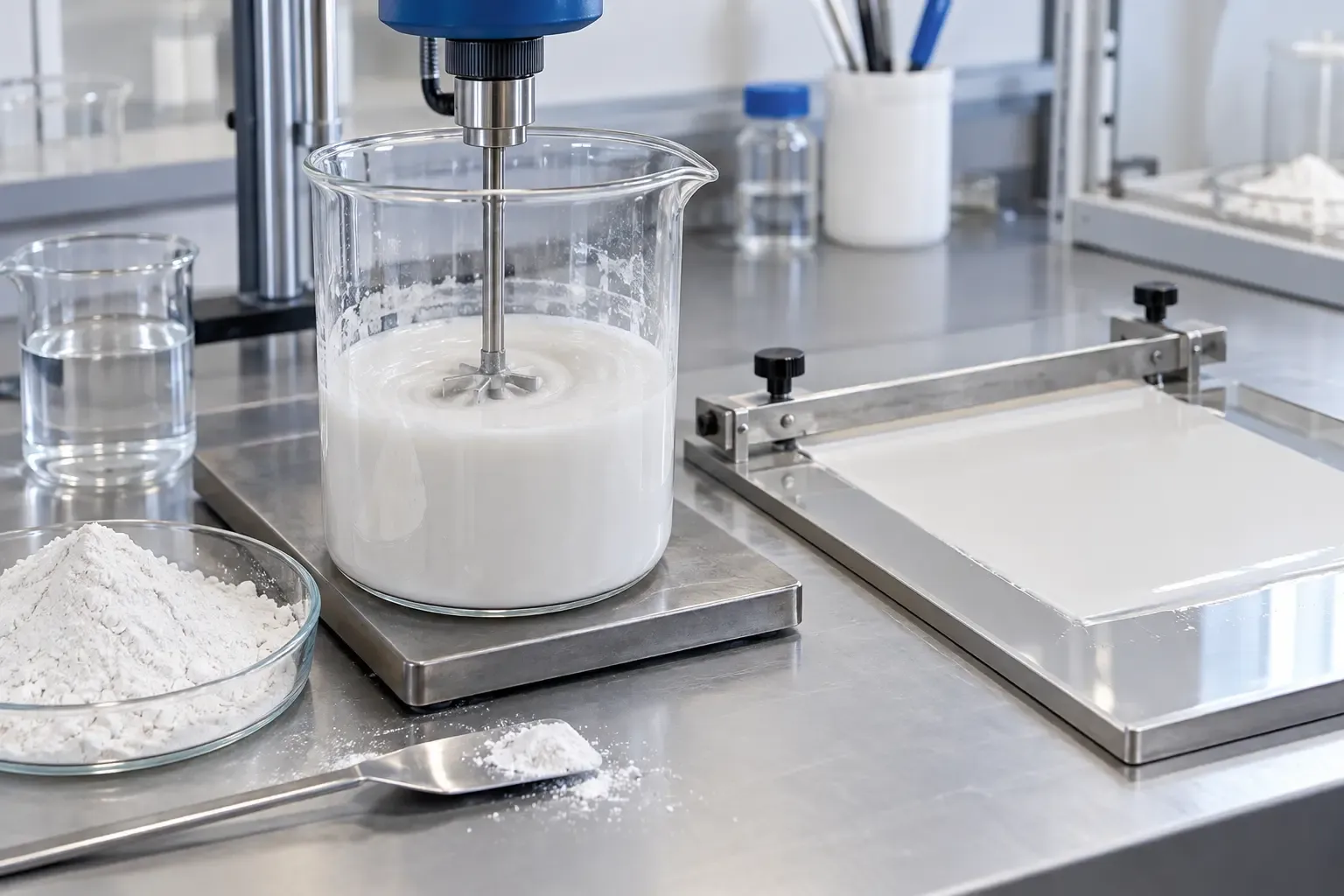 Laboratory preparation of silica powder ceramic membrane support slurry